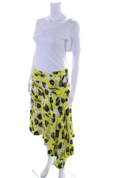 10 Crosby Derek Lam Womens Floral Print A Line Skirt Yellow Black Size 6