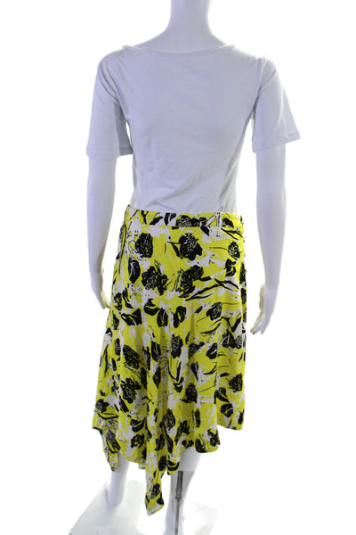 10 Crosby Derek Lam Womens Floral Print A Line Skirt Yellow Black Size 6