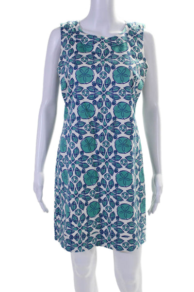 Vineyard Vines Womens Sea Shell Print Sleeveless Dress White Blue Cotton Size 6