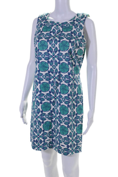 Vineyard Vines Womens Sea Shell Print Sleeveless Dress White Blue Cotton Size 6