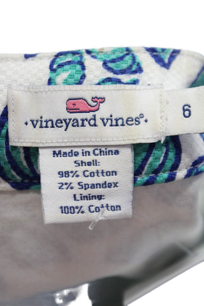 Vineyard Vines Womens Sea Shell Print Sleeveless Dress White Blue Cotton Size 6