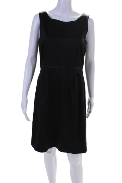 Kate Spade New York Womens Sleeveless Pleated A Line Dress Black Cotton Size 8