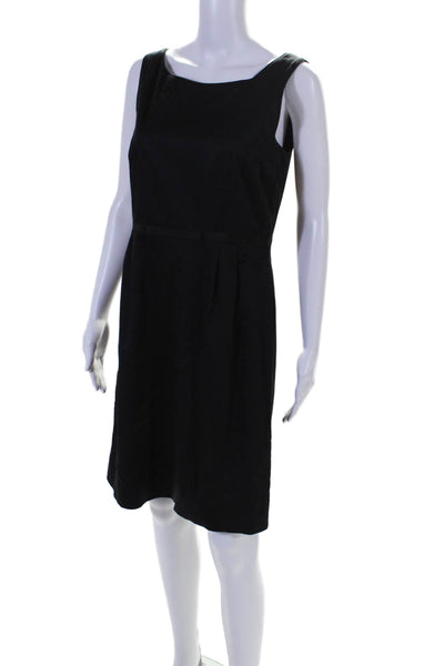 Kate Spade New York Womens Sleeveless Pleated A Line Dress Black Cotton Size 8