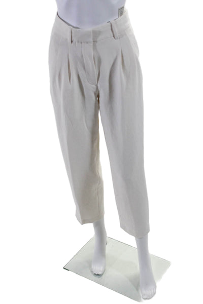 Wilfred Womens Zipper Fly High Rise Pleated Straight Leg Pants White Size 2