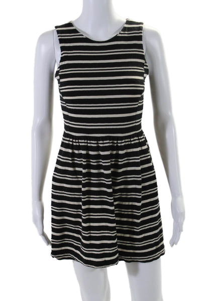 J Crew Womens Striped A Line Dress Black White Cotton Size Extra Extra Small