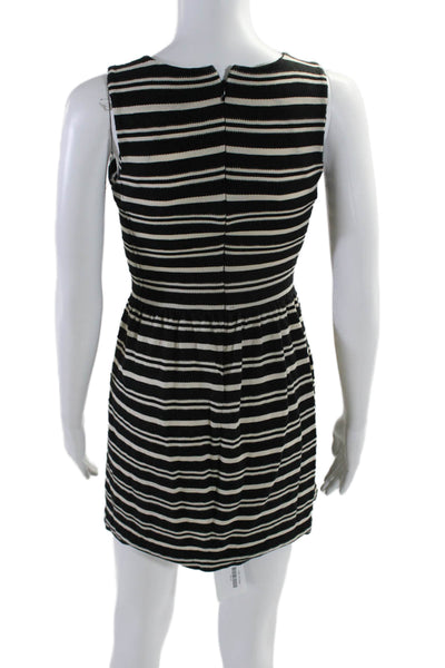 J Crew Womens Striped A Line Dress Black White Cotton Size Extra Extra Small