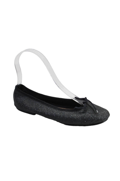 FS/NY Womens Bow Detail Slide On Ballet Flats Black Metallic Size 36 6