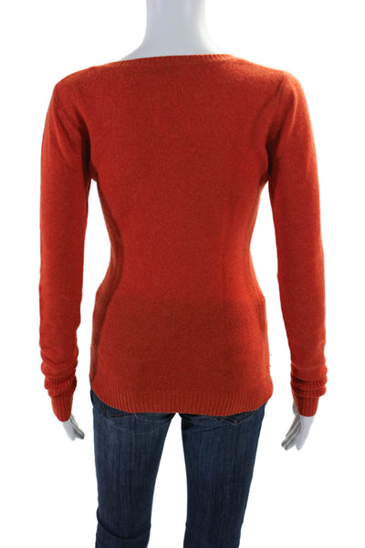 Autumn Cashmere Womens Dark Orange Crew Neck Pullover Sweater Top Size S