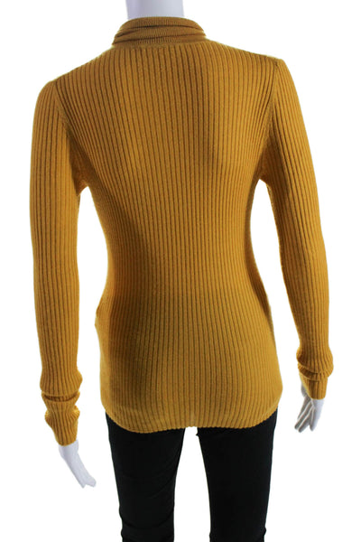 Gabriela Hearst Women's Turtleneck Long Sleeves Ribbed Sweater Mustard Size S