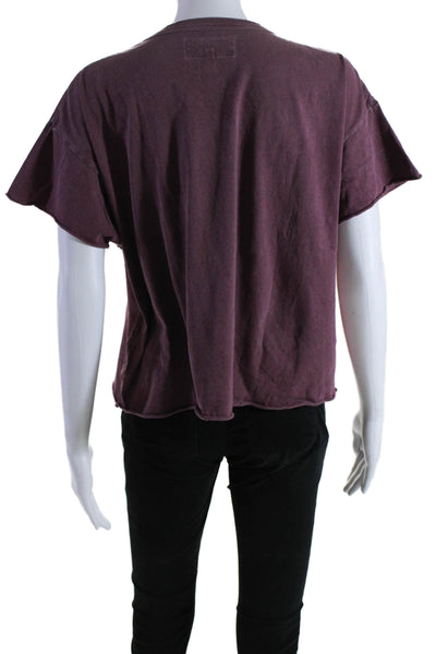 The Great Women's Round Neck Short Sleeves Graphic T-Shirt Burgundy Size 1