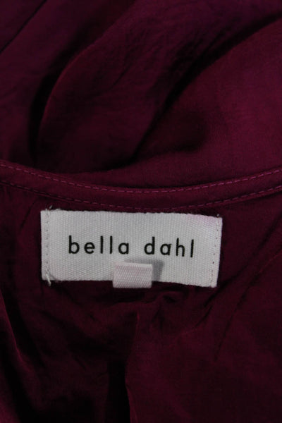 Bella Dahl Womens Long Sleeve Smocked Trim V Neck Blouse Pink Size Extra Small