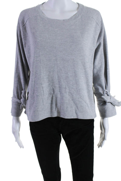 Varley Women's Round Neck Long Sleeves Cropped Blouse Gray Size S