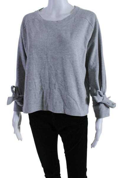 Varley Women's Round Neck Long Sleeves Cropped Blouse Gray Size S