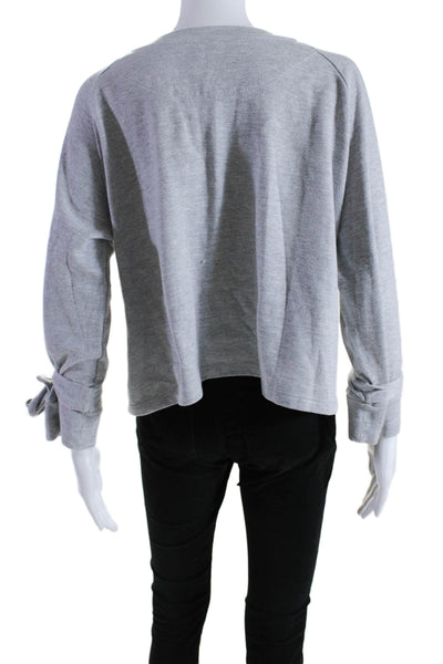 Varley Women's Round Neck Long Sleeves Cropped Blouse Gray Size S