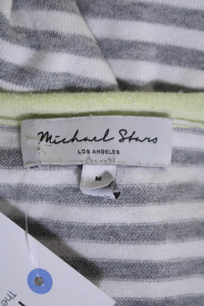 Michael Stars Womens Cotton Gray Striped Crew Neck Long Sleeve Sweater Top SizeM