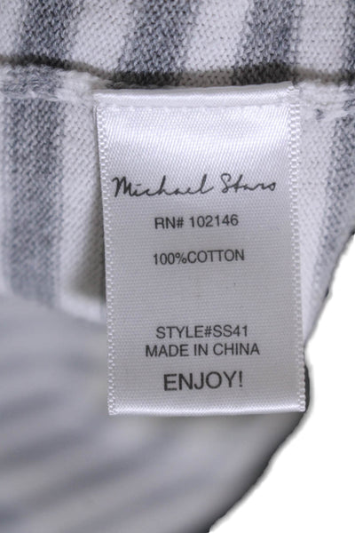 Michael Stars Womens Cotton Gray Striped Crew Neck Long Sleeve Sweater Top SizeM