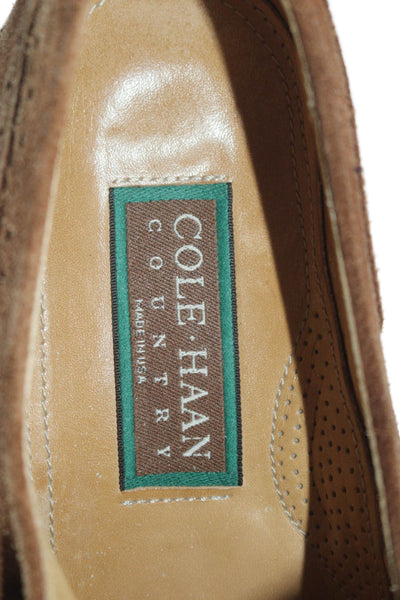 Cole Haan Mens Soft Textured Suede Lace Up Almond Toe Shoes Brown Size 10