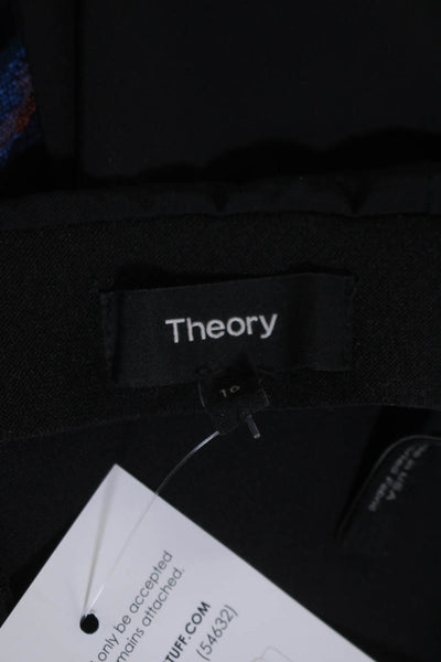 Theory Womens Elastic Waist Pull On High Rise Straight Leg Pants Black Size 10