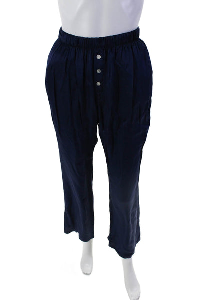 Donni Womens Two Pocket Elastic Waist Mid-Rise Sleepwear Pants Navy Size XS