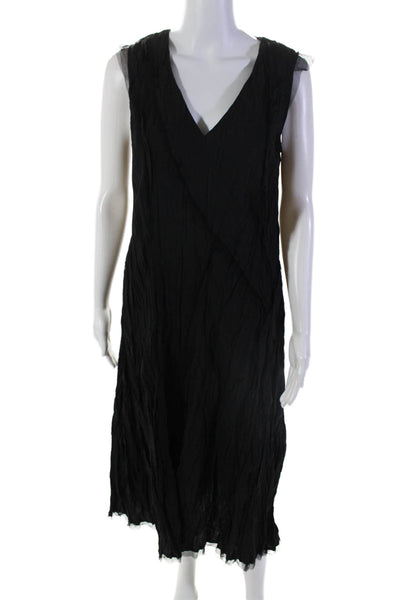 Moyuru Womens Black V-Neck Mesh Trim Sleeveless Shift Dress Size S