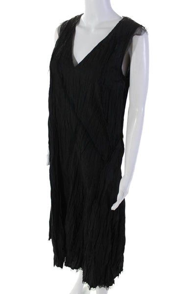 Moyuru Womens Black V-Neck Mesh Trim Sleeveless Shift Dress Size S