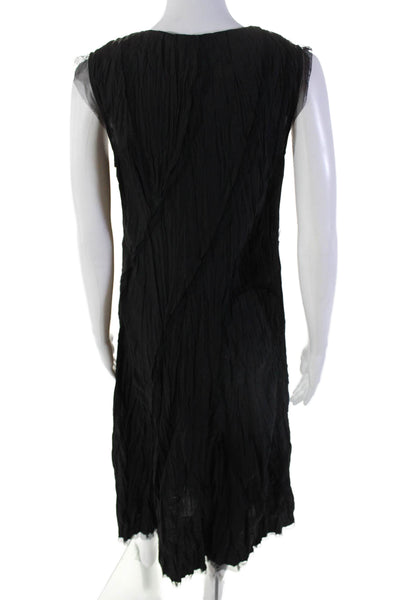 Moyuru Womens Black V-Neck Mesh Trim Sleeveless Shift Dress Size S