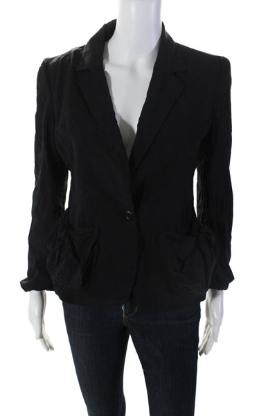 Donna Karan New York Womens Single Button Notched Lapel Blazer Jacket Black 6