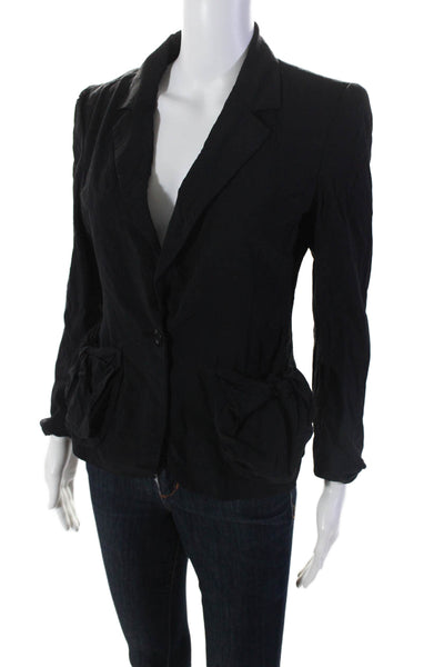 Donna Karan New York Womens Single Button Notched Lapel Blazer Jacket Black 6