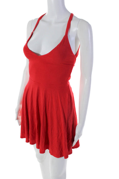 Lovers + Friends Sleeveless Cross Strap V Neck Mini Shift Dress Red Size XS