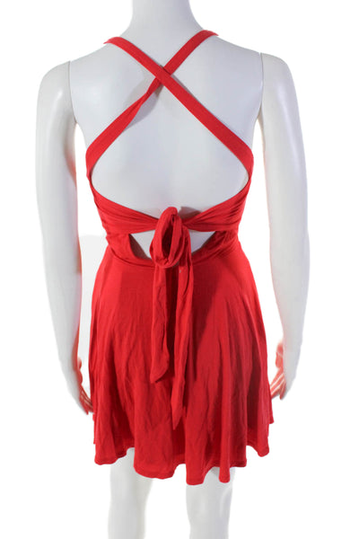 Lovers + Friends Sleeveless Cross Strap V Neck Mini Shift Dress Red Size XS