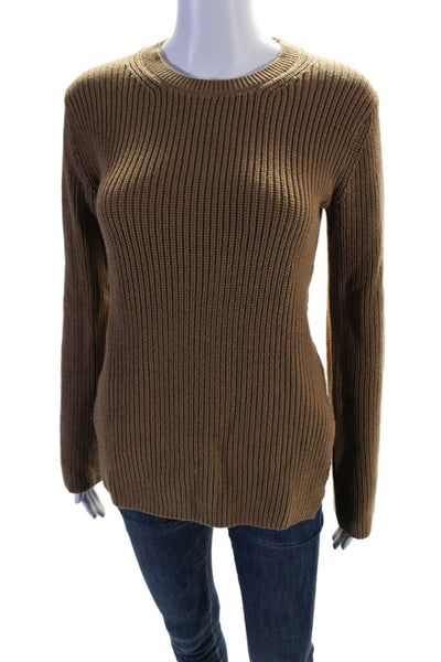 Everlane Womens Brown Cotton Crew Neck Long Sleeve Pullover Sweater Top Size S