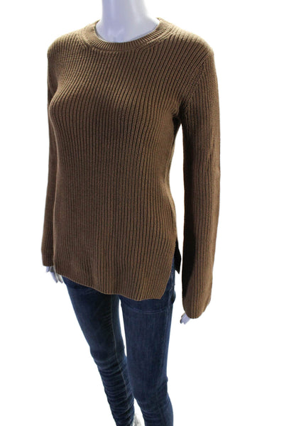 Everlane Womens Brown Cotton Crew Neck Long Sleeve Pullover Sweater Top Size S