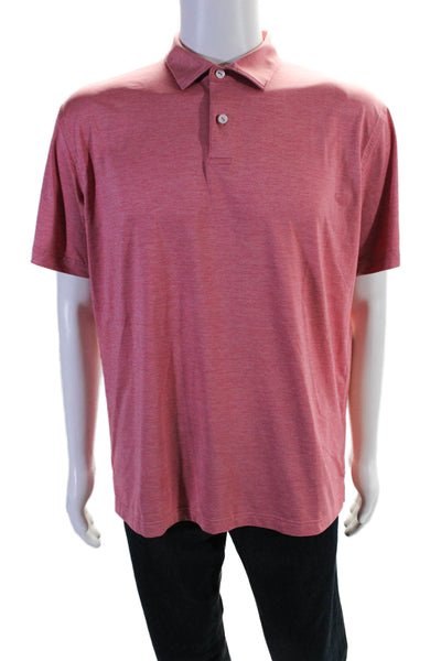 Peter Millar Mens Faded Red Collar Short Sleeve Polo Shirt Size L