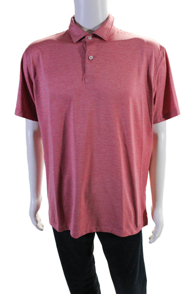 Peter Millar Mens Faded Red Short Sleeve Collar Polo Shirt Size L