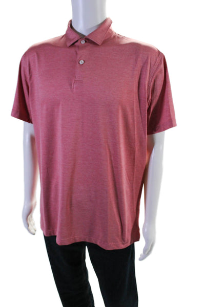 Peter Millar Mens Faded Red Short Sleeve Collar Polo Shirt Size L