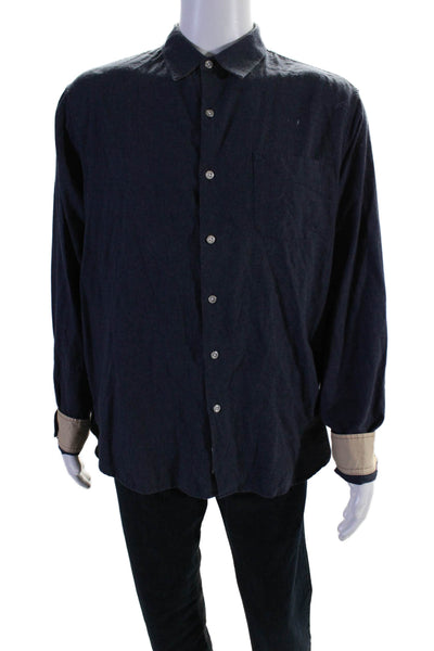 Rag & Bone Mens Cotton Button Up Long Sleeved Collared Casual Shirt Blue Size XL