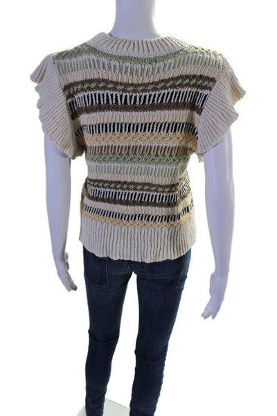 Elan Women's Round Neck Sleeveless Pullover Sweater Beige Size L