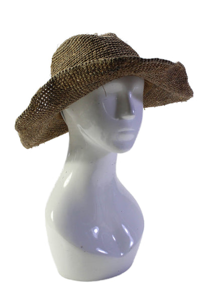 Scoop NYC Womens Textured Beaded Tie Straw Hat Brown OS