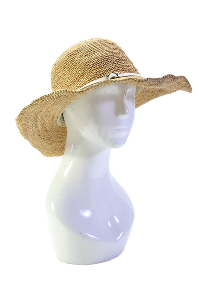 Hat Attack Womens Straw Textured Lined Elastic Band Beach Hat Yellow OS