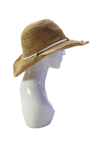 Hat Attack Womens Straw Textured Lined Elastic Band Beach Hat Yellow OS