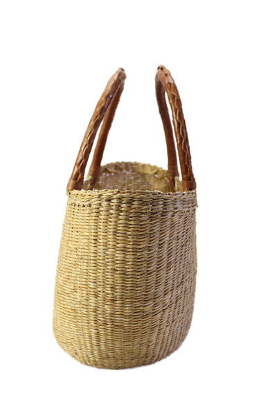 Love Shack Fancy Womens Textured Straw Bucket Handle Medium Bag Nude OS