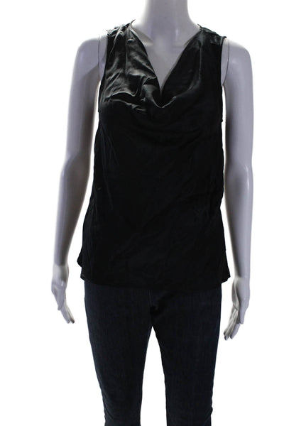 Ecru Womens Sleeveless Scoop Neck Silk Blouse Black Size Extra Small