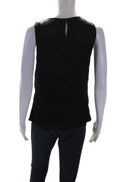 Ecru Womens Sleeveless Scoop Neck Silk Blouse Black Size Extra Small