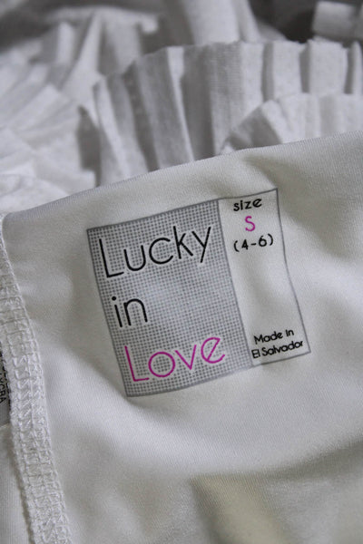 Lucky In Love Womens Elastic Waistband Pleated Tiered Skort White Size Small