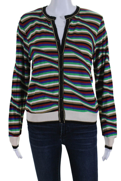 Aldomartins Womens Knit Striped Button Up Cardigan Sweater Multicolor Size 6