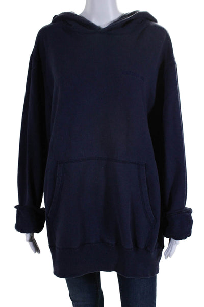 Aime Leon Dore Womens Textured Ribbed Hood Pullover Sweater Navy Size M