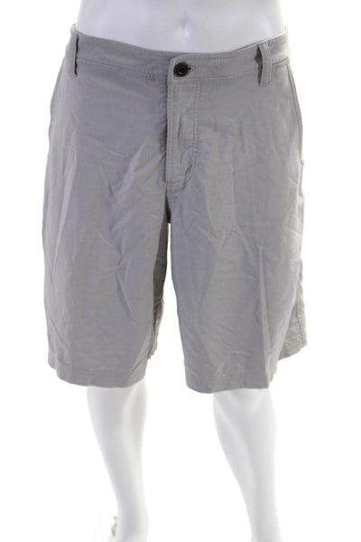 Lululemon Mens Zip Button Lined Textured Dress Shorts Khaki Gray Size L