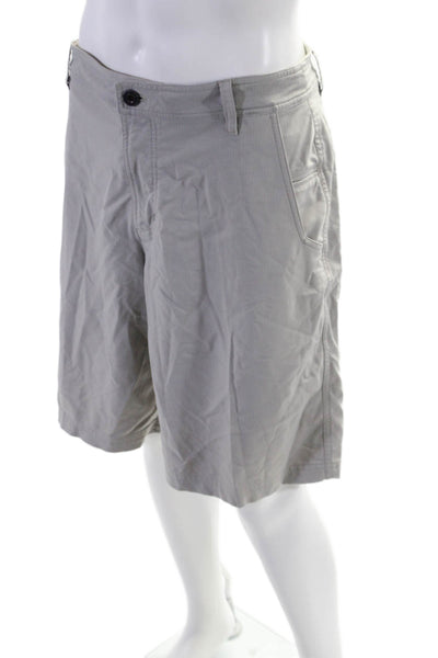 Lululemon Mens Zip Button Lined Textured Dress Shorts Khaki Gray Size L