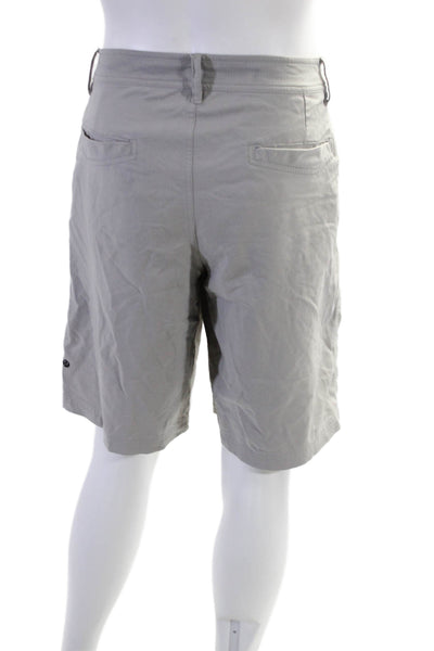 Lululemon Mens Zip Button Lined Textured Dress Shorts Khaki Gray Size L