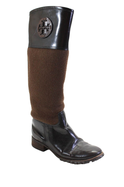 Tory Burch Womens Leather Knee High Boots Chocolate Brown Size 7 Medium